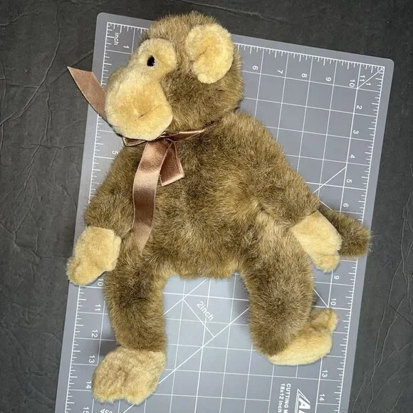 Russ Berrie “Jimby” Monkey Brown Monkey With Ribbon Bow VTG Stuffed Animal Toy - Picture 6 of 10